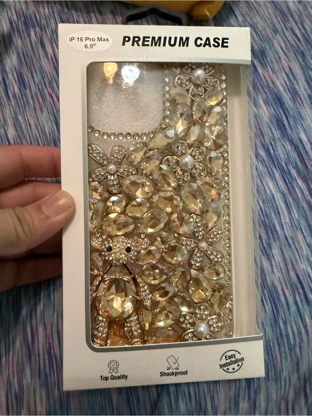 Premium Bling Rhinestone Phone Case for iPhone 16 Pro Max - Gold